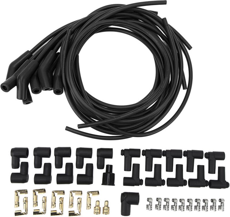 Akozon Hochleistungs-Zündkerzenkabelsatz, 8,5 mm, für Oldtimer, Rallye-Rennen, metallisches Silikonmaterial (SCHWARZ).