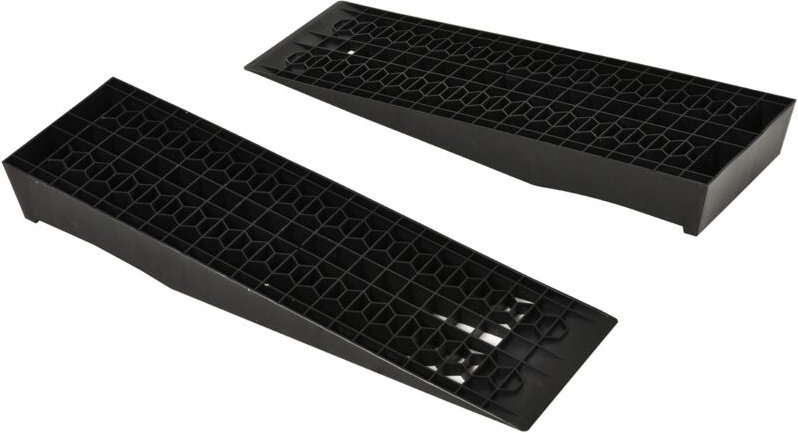 2-teiliges Auffahrrampen-Set, Schwellenrampe, Bordsteinrampe, Gummirampen, 3 Tonnen Tragkraft, Kunststoff, Schwarz