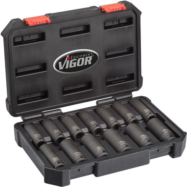 Vigor - V5550L Außen-Sechskant Kraft-Steckschlüsseleinsatz-Set 13teilig 1/2' (12.5 mm)