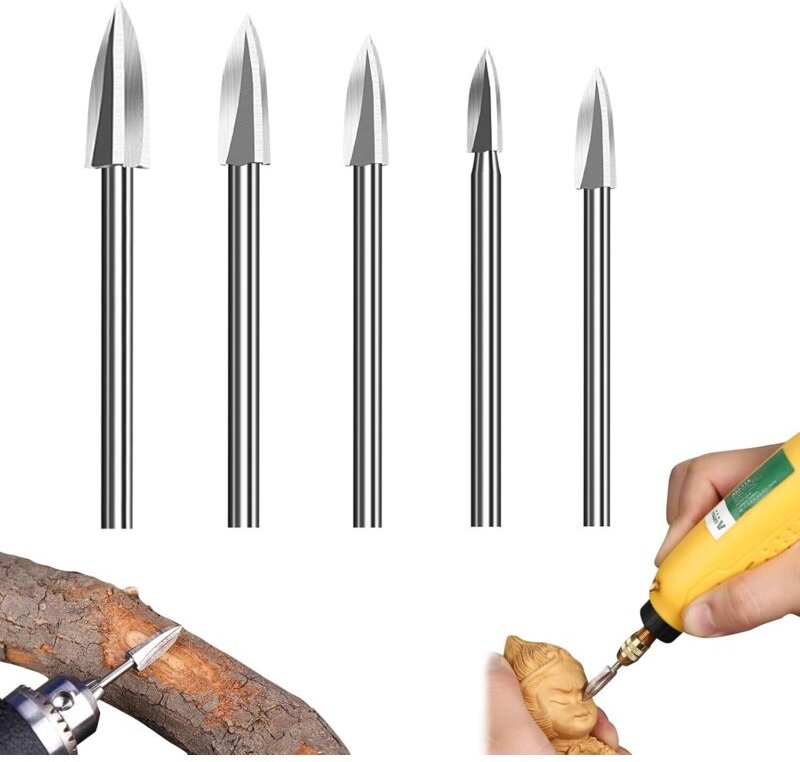 Holzskulpturenwerkzeuge Kit, 5 Stück Holzgravur Holz -DIY -Werkzeuge mit 1/8 Zoll Obermaterial für Gravur, Skulpturholz,...
