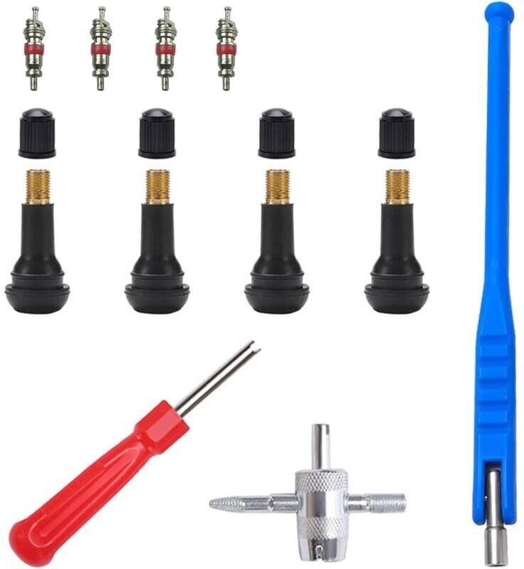 11-teiliges Reifenventil-Ausbauwerkzeug-Set, Reparaturset für Auto- und Motorrad-Reifenventileinsätze, Kupfer-Ventileins...