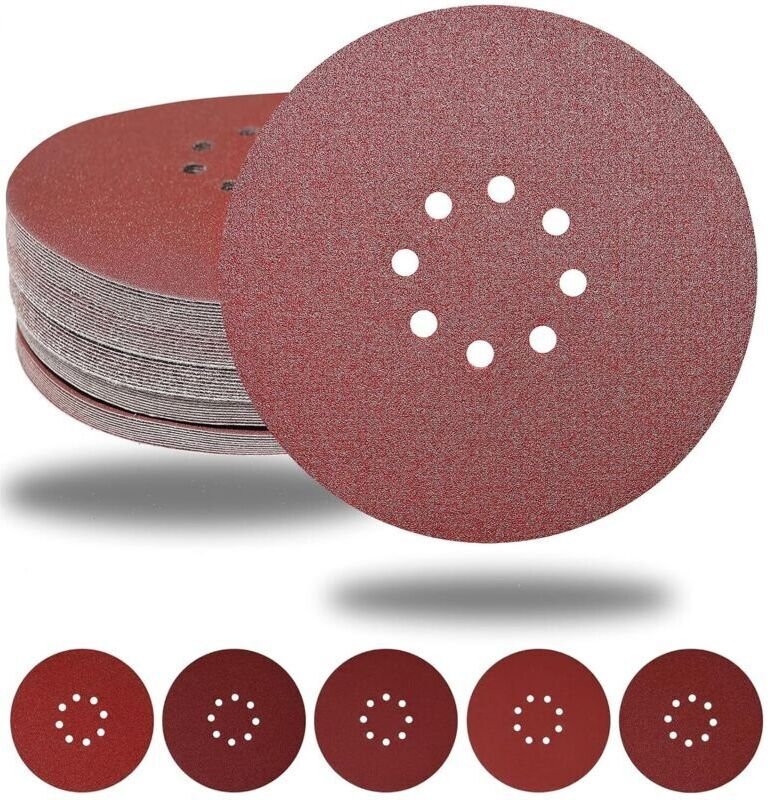 225-mm-Schleifscheiben, 50 Stück, 8 Löcher, runde Schleifscheiben, Schleifpapier für Trockenbauschleifer, Giraffe-Schlei...