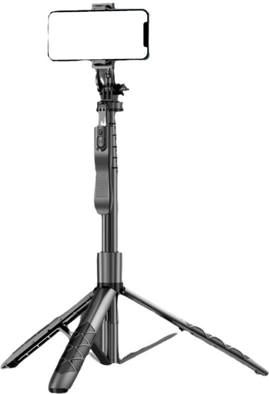 3-in-1-Selfie-Stick aus Edelstahl mit kabelloser Fernbedienung, 360-Grad-Drehung, Handyhalterung und Smartphone-Stativ