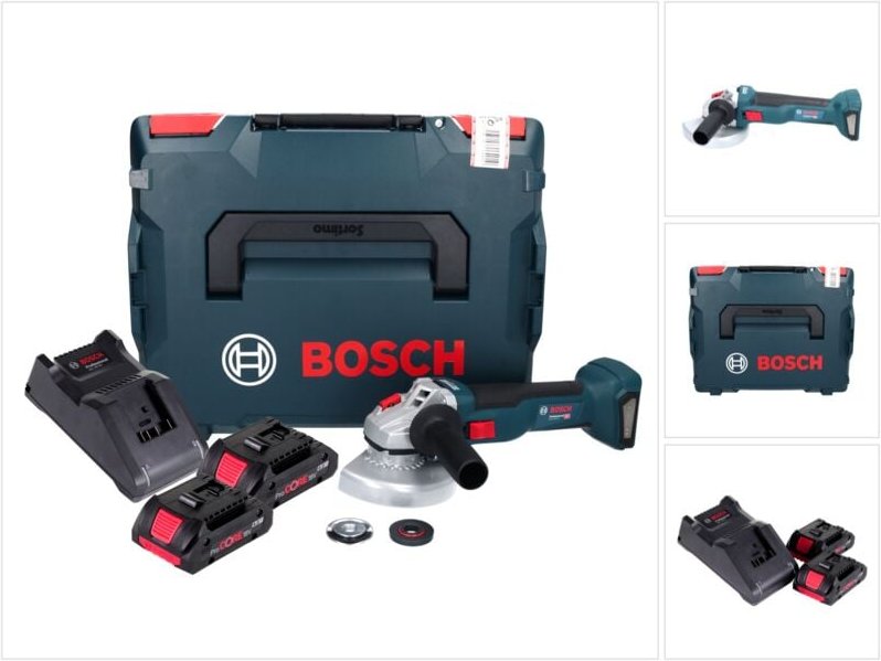 Bosch GWS 18V-10 Professional Akku Winkelschleifer 18 V 125 mm Brushless + 2x ProCORE Akku 4,0 Ah + Ladegerät + L-Boxx