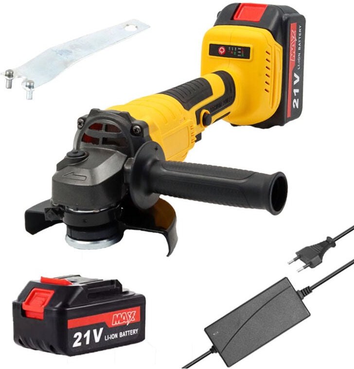 Bürstenloser Mini-Winkelschleifer, Akku-Winkelschleifer, tragbares 21-V-Winkelschleiferwerkzeug mit Akku und Schnelllade...