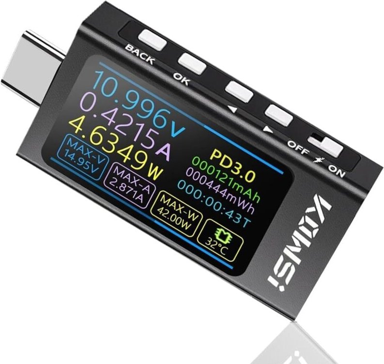 USB Tester 3.3V-40V USB C Messgerät 12A,Digital Multimeter PD3.1 QC4.0 PDO,Hochpräzise bi-direktionale Messung Spannung ...