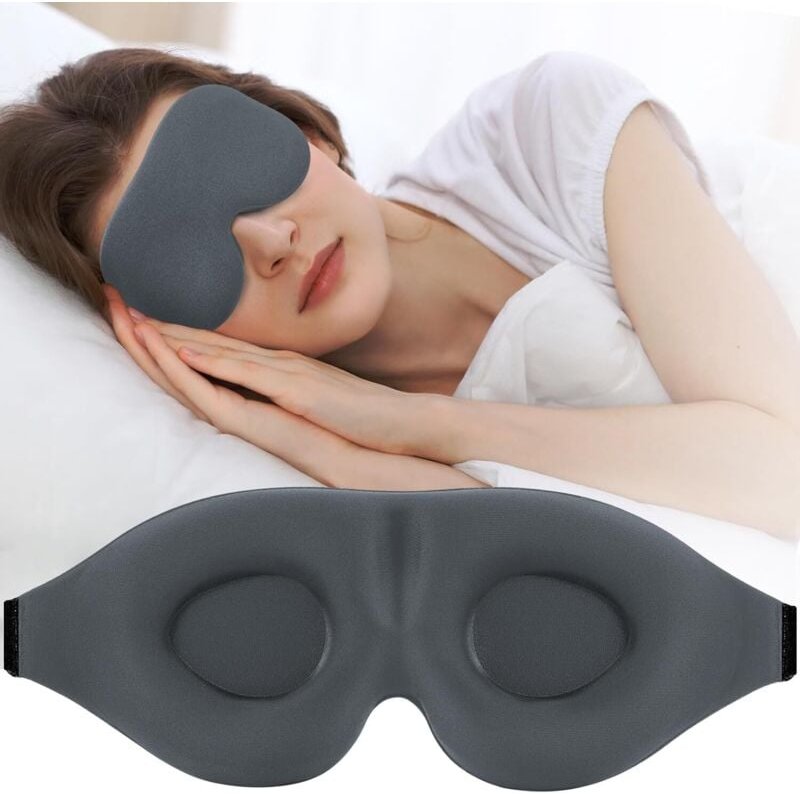 Seitlich zu öffnende Schlafmaske, Verdunkelung, Unisex, 3D-Kontur, Luxusmaske mit verstellbaren Bändern, ideal für Reise...