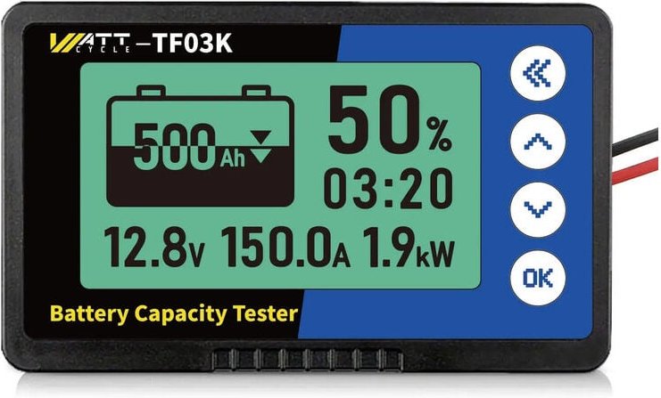 Moniteur de batterie 500A, Plage de 10V-120V, Compatible avec batterie LiFePO₄ 12V – Réglage frontal et protection avanc...