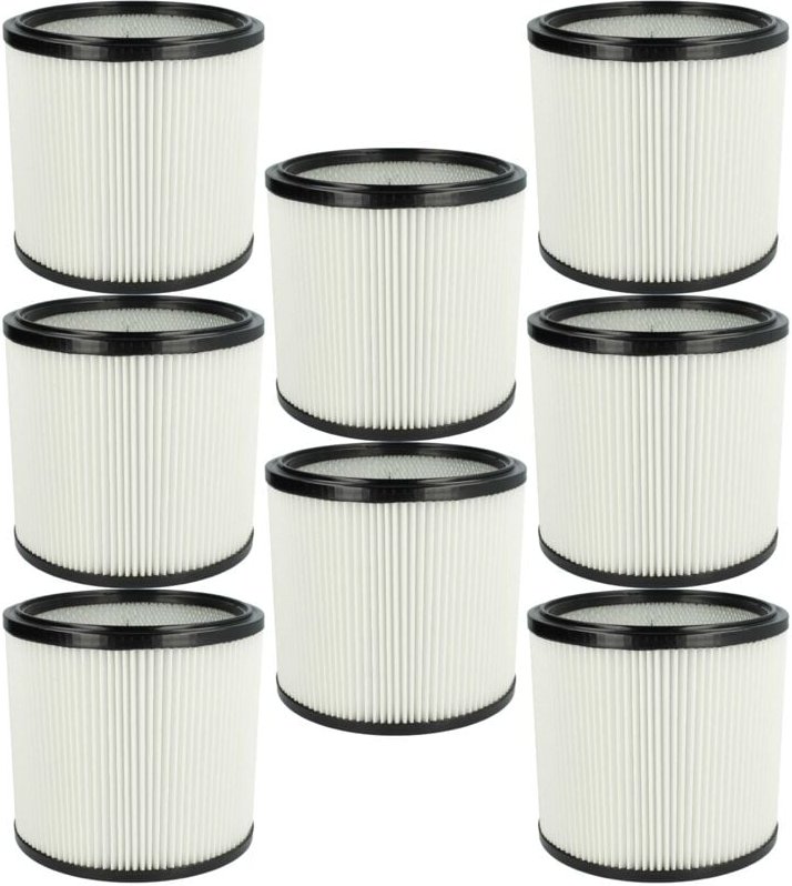 8x Faltenfilter kompatibel mit Starmix gs 3078 pz, 2078 pz Staubsauger - Patronenfilter, Schwarz Weiß, 3200 cm² - Vhbw
