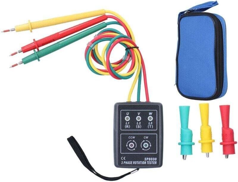 SP8030 3-Phasen-Rotationszähler-Anzeigedetektor ac 60600 v Tragbarer industrieller 3-Phasen-Phasensequenzmesser