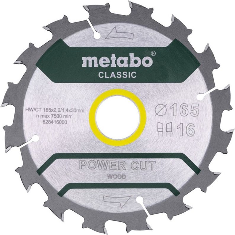 Metabo - Sägeblatt power cut wood - classic, 165x30, Z16 wz 5° /b