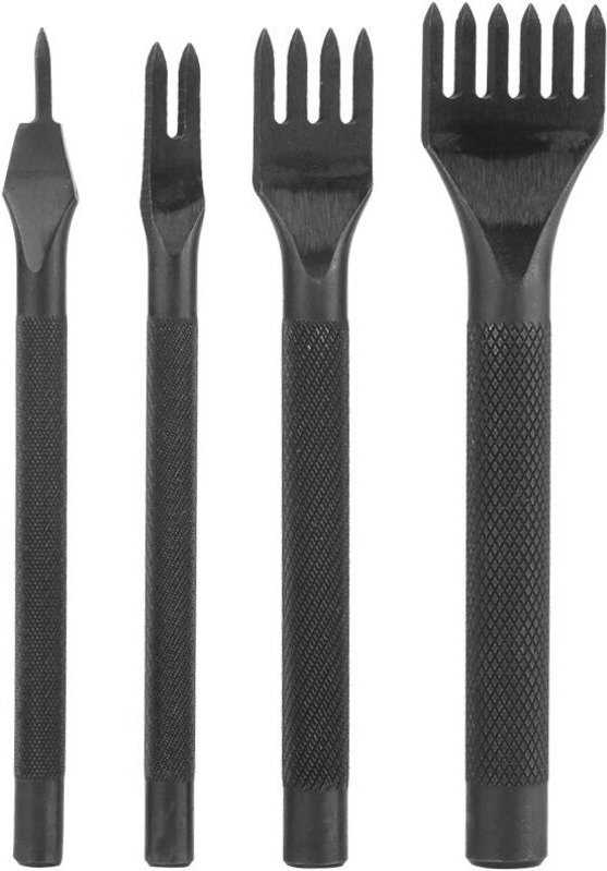 Lederstanzwerkzeuge, 4-teilig, hochfester Stahl, 4 mm, 1/2/4/6 Zinken, DIY-Lederlochstanzer mit rutschfestem Griff, idea...