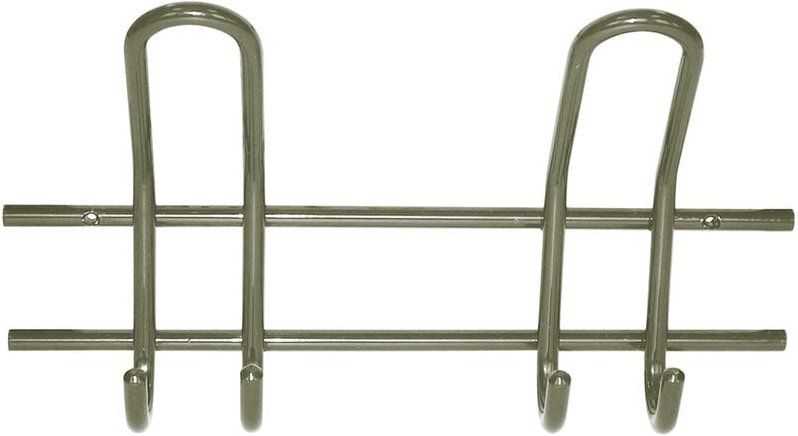 HSI Garderobenleiste, offen, mit 2 Haken, Eisen, nickelfarbig, 280mm, 1 STK