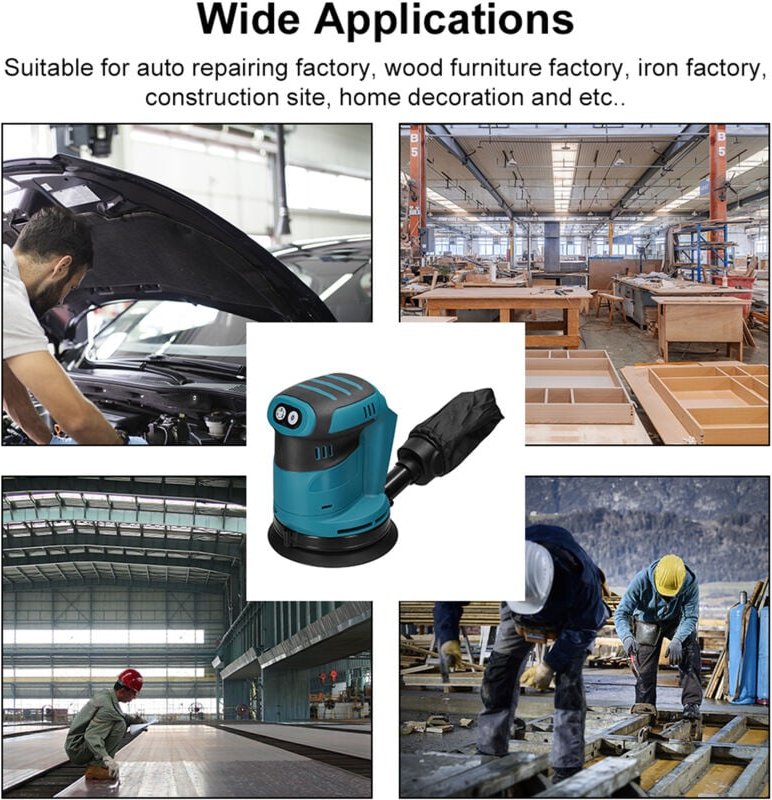 125-mm-Akku-Exzenterschleifer mit Bürstenmotor, Holzschleifer, multifunktionaler elektrischer Polierer für Holz und Meta...