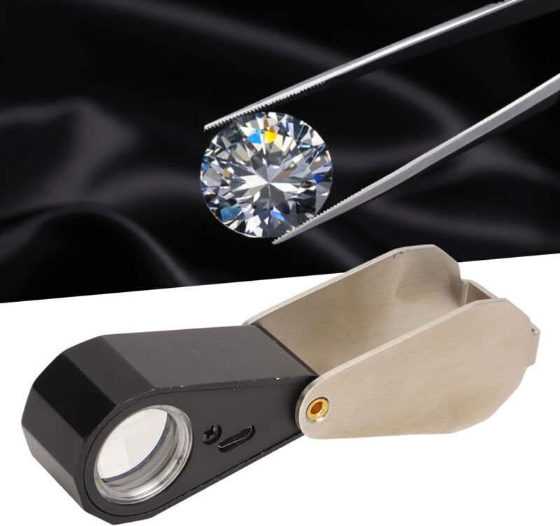 10-fache Juwelierlupe, professionelle Handlupe mit LED-Licht für Schmuck, Pflanzen, Münzen, Uhren, DUBUNS