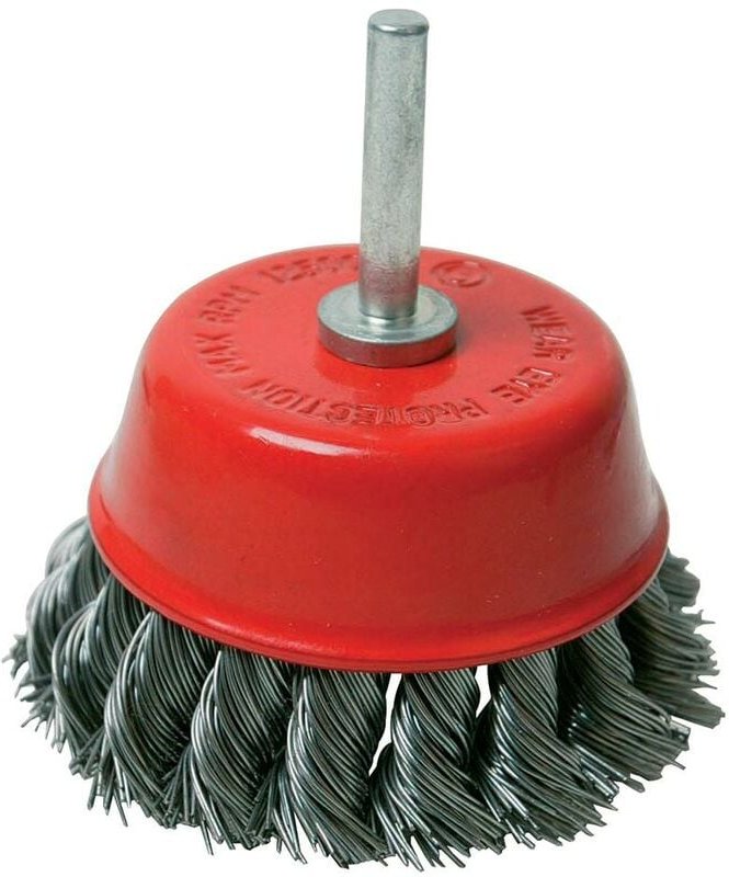 Stahldraht-Topfrundbürste, gezopft 75 mm