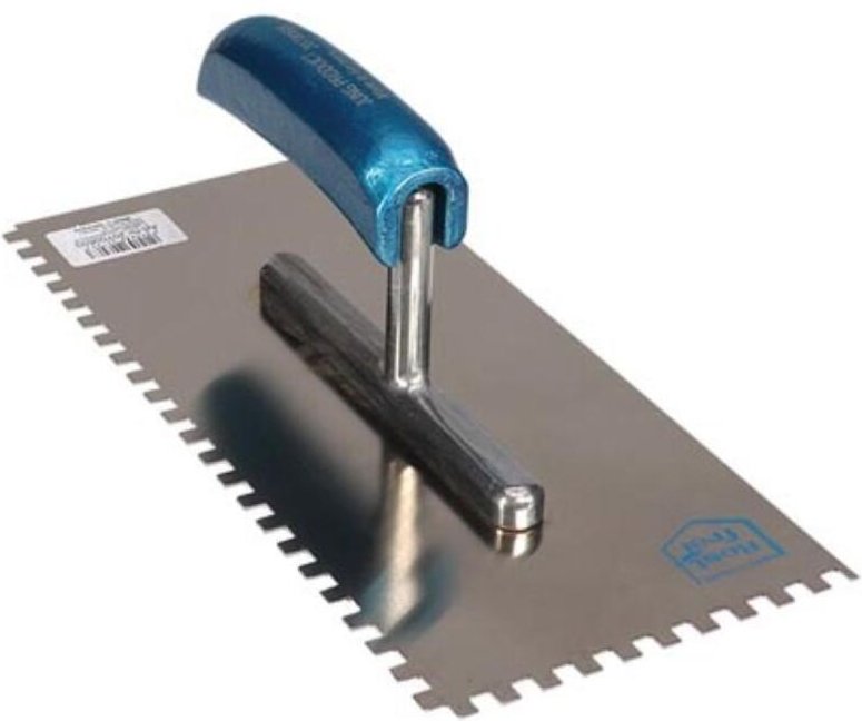 Jung - glättekelle - gebogener griff - gezähnt 4 x 4 mm - Jung Henkelmann