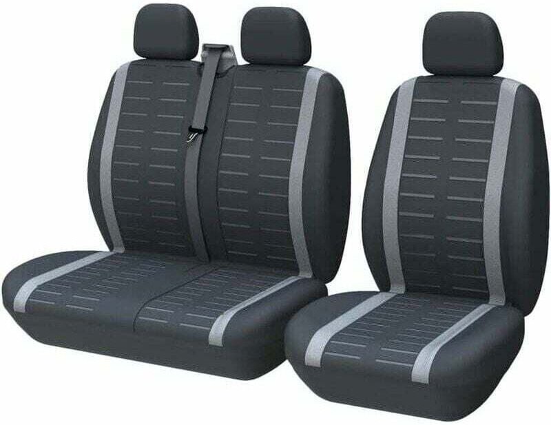 Autositzbezüge Sitzschoner 3-Sitzer, grau, waschbarer Stoff, universell Fahrersitzbezüge (LKW/Transporter/Busse)
