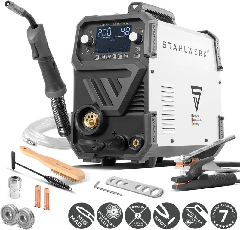 STAHLWERK Schweißgerät MIG MAG 200 ST Digital Schutzgas mit 200 A