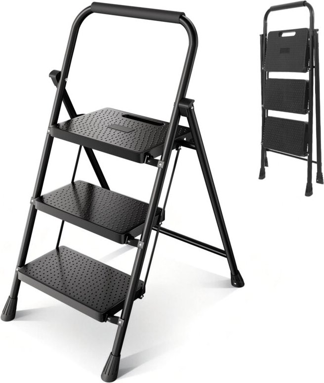 Sekey 3-stufige Trittleiter mit Handgriff – kompakt, leicht und ideal für Küche, Haushalt und schnelle Arbeiten