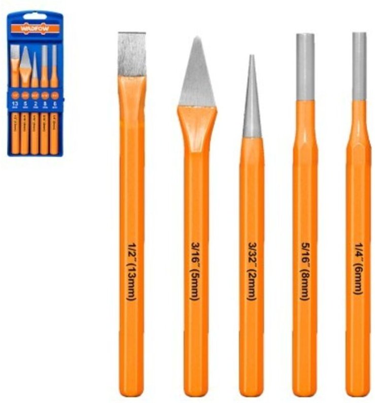 WADFOW 5-teiliges Lochmeißel-Set aus 40Cr-Stahl, hohe Festigkeit und Haltbarkeit