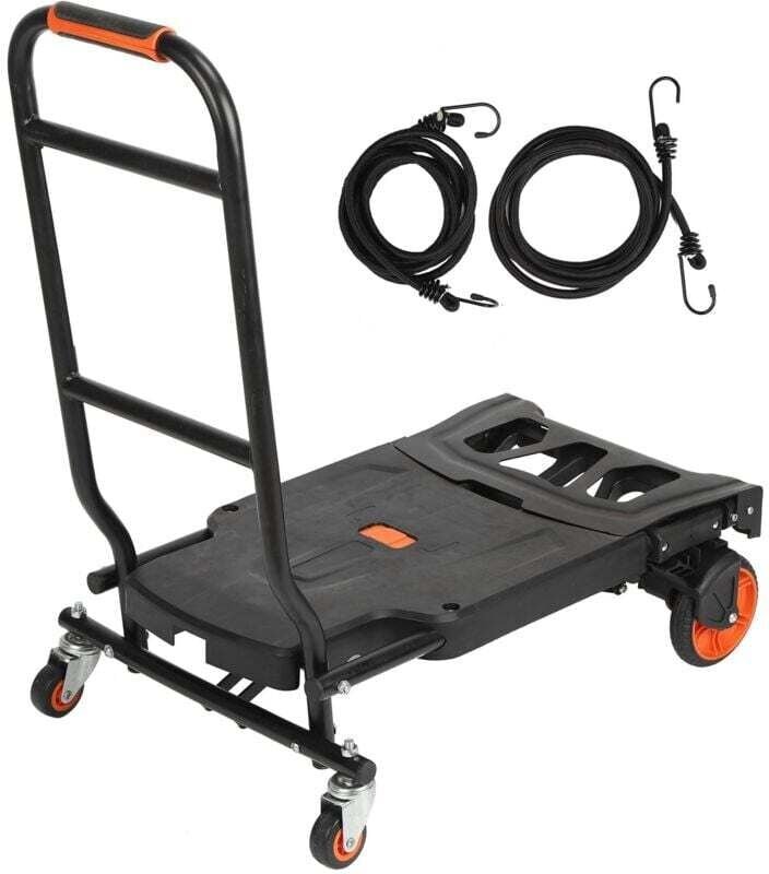 Klappbarer Wagen, Taschenwagen, multifunktionaler 2-in-1-tragbarer Handwagen, Gepäckwagen, faltbarer Wagen mit 2 Gurten,...