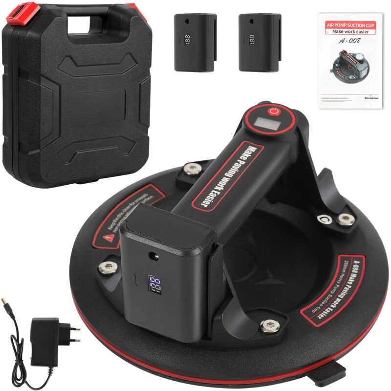 Jiubiaz 1x Elektrischer Saugnapf Elektrischer Glasheber Fliesenheber Glassauger Transport Mit Datendisplay mit 2 Akku 20...