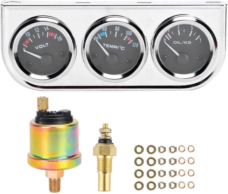 M10X1 52mm 3-in-1 Auto-Anzeige - Wassertemperatur-, Öldruck- und Spannungsinstrument für 12V Auto-Tuning, Boote und LKWs...