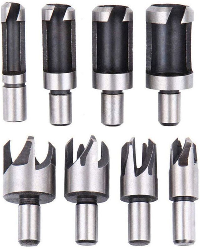 ZVD - 8pcs Fraise à Bouchonner Bois Outil de Coupe Bois Mèches Plug Cutter Perceuse Ensemble pour Travail du Bois 6mm /1...