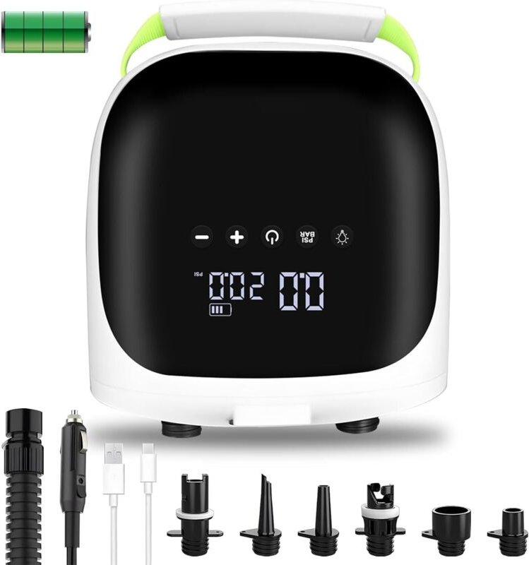 Elektrische Elektrische Luftpumpe Akku Wiederaufladbare 110 V AC/12v DC mit Auto Off/2-Stufen Inflation/Typ-c Schnelllad...