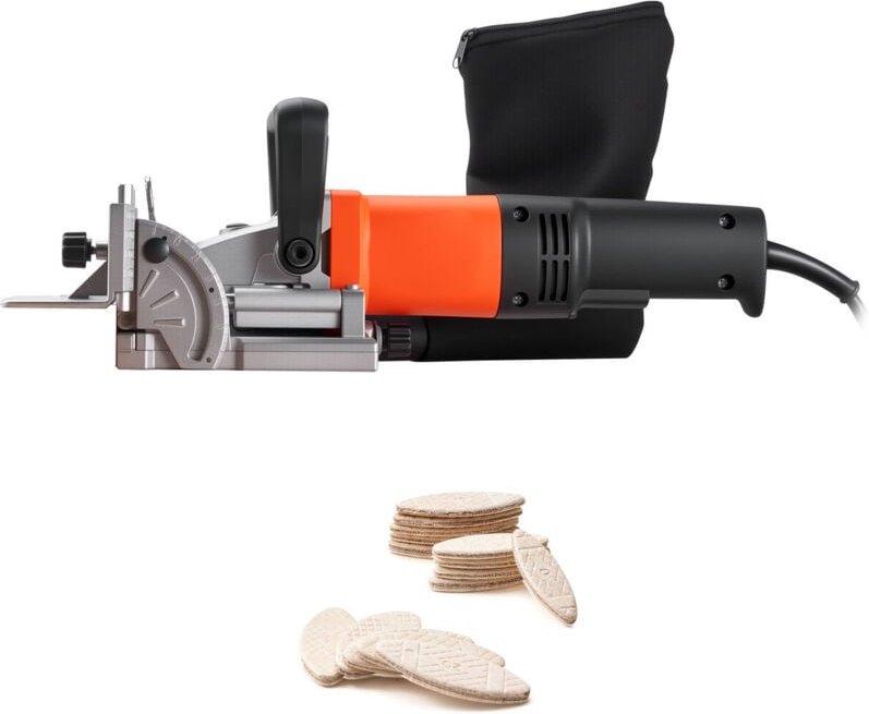 Mophorn Akku Flachdübelfräse, 5,9 A, Nutfräse mit 11.600 U/min und 760 W Motor, 45-Grad-Positionierungskerbe, Hartmetall...