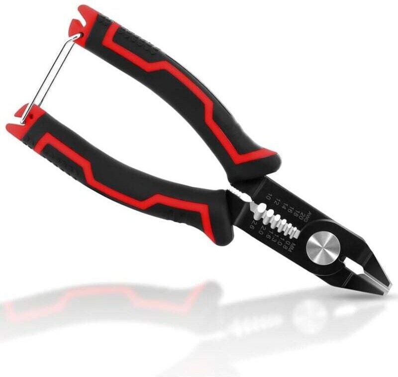 Cette pince multifonctionnelle 3 en 1 pour électricien comprend une pince à dénuder les fils, une pince coupante pour fi...