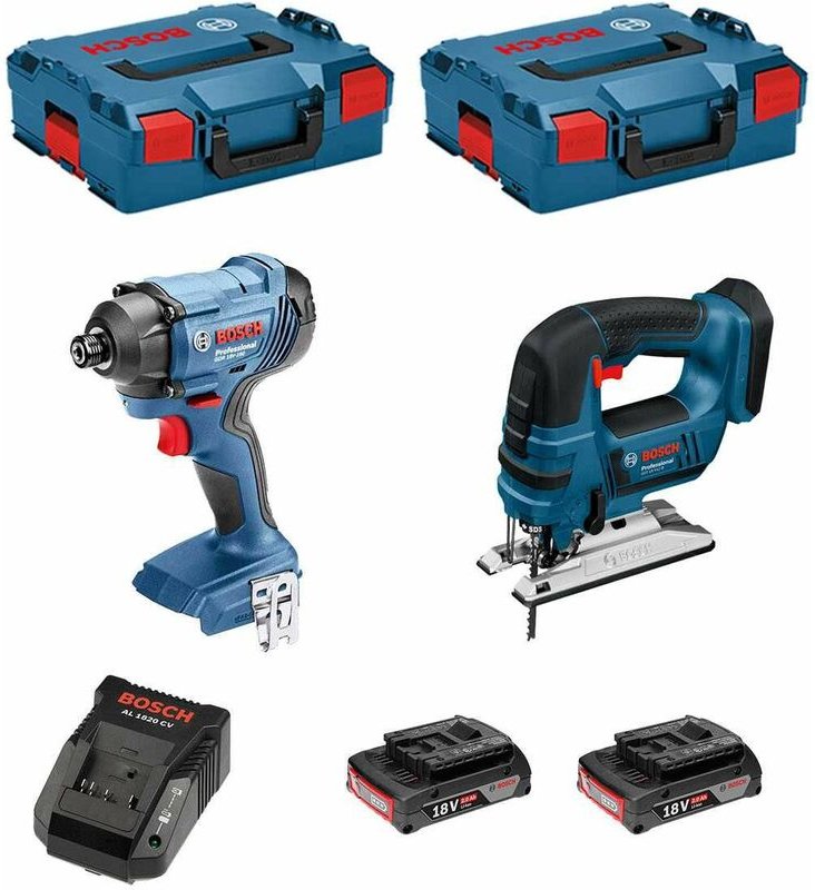 BOSCH Kit 18V BSK182D2B (GDR 18V-160 + GST 18V-LI B + 2 x 2,0 Ah + AL1820 + 2 x L-Boxx 136)