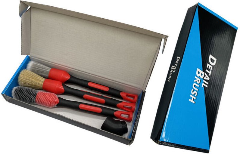 Auto-Detailbürste, Autoreinigungsbürste, 3-teiliges Set, verpackte, geschärfte Wildschweinborsten, weiche PP-Borsten