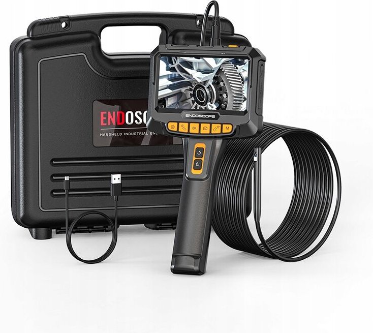 INSPEKTIONSKAMERA ENDOSKOP MIT 360° DREHKOPF 5″ FHD IP 9LED 8,5mm 5m