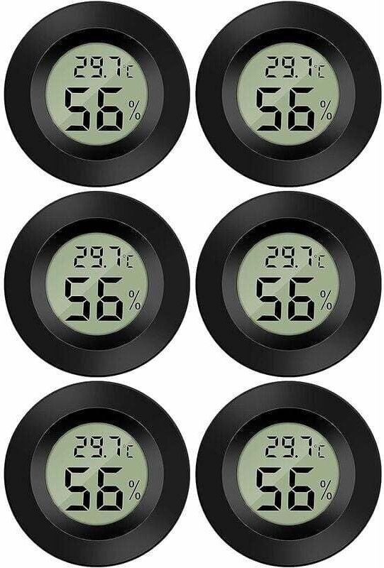 6 Stück Mini-Digital-LCD-Thermometer-Hygrometer, misst 5070℃/10%99% Luftfeuchtigkeit, tragbar, für Büro/Küche/Luftbefeuc...