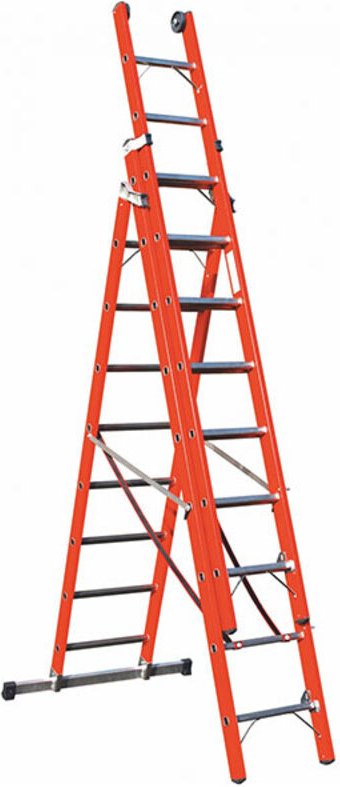 Elektrikerleiter 10+11+11 Sprossen - Erreichbare Höhe 7.55m - SCAV047Z/11
