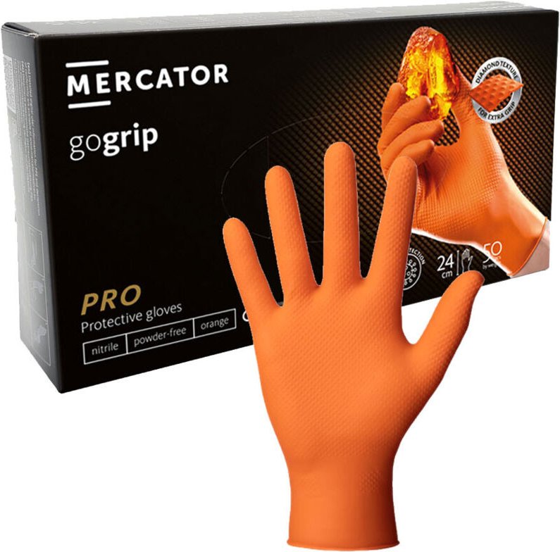 Mercator Gogrip XL orange Nitrilhandschuhe, 50 Stück