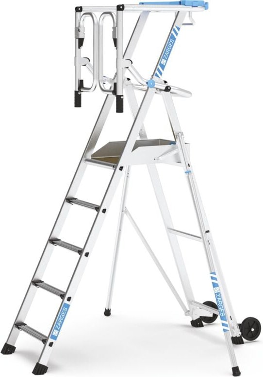 Zarges fahrbar gebördelte Teleskop Plattformleiter ZAP SAFEMASTER MAX S 7 Stufen