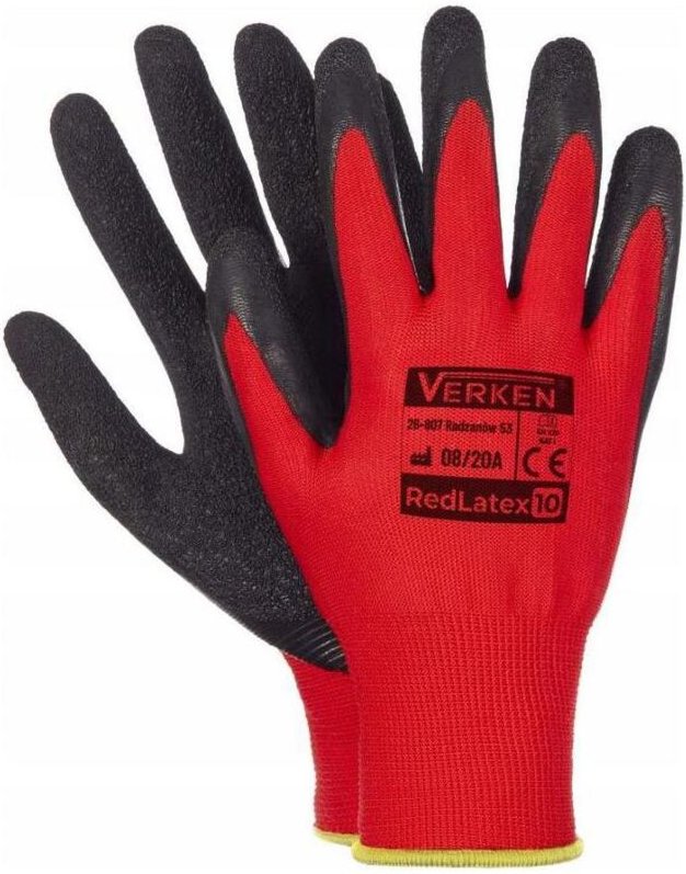 Robuste, dicke Verken RedLatex-Arbeitshandschuhe, Größe 9 (L), 1 Paar, günstig