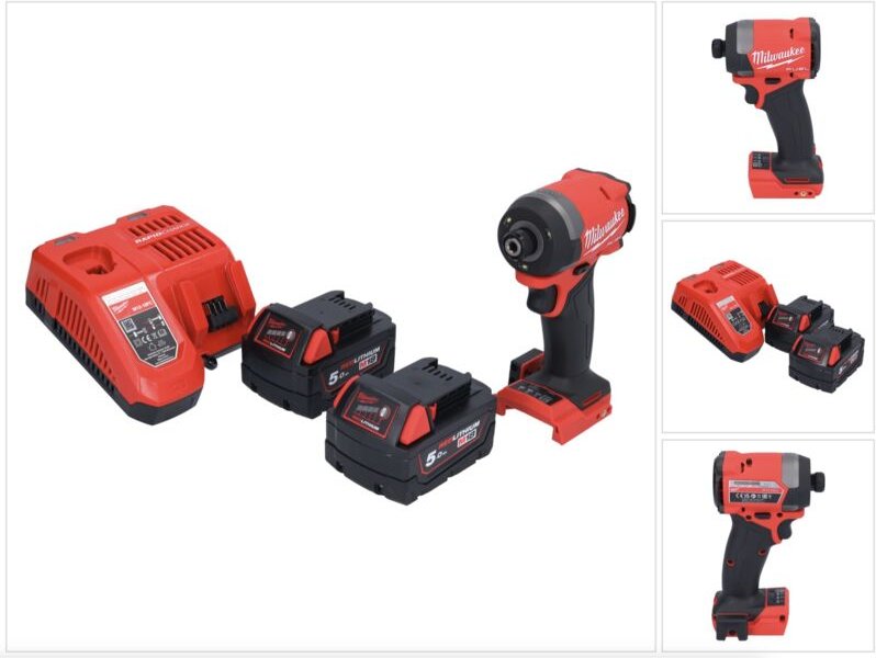 Milwaukee M18 FID3-502 Akku Schlagschrauber 18 V 1/4" 226 Nm Brushless + 2x Akku 5,0 Ah + Ladegerät