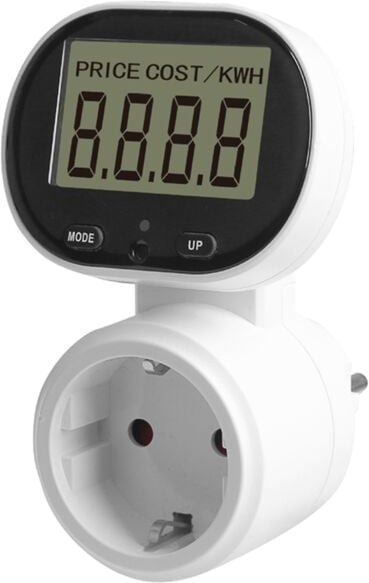 Leistungsmesser, digitaler Wattmeter, Stromzähler, Voltmeter, Energiekostenbuchse, 45 ° drehbar, EU-Stecker