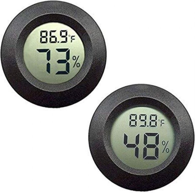 2 Stück schwarzes Mini-Hygrometer, Thermometer, digitaler LCD-Monitor, Innen- und Außenfeuchtigkeitsmesser für Luftbefeu...