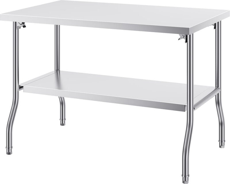 Mophorn Klappbarer kommerzieller Zubereitungstisch von , 48x30 Zoll. Kommerzieller Arbeitstisch mit Unterregal. Robuster...