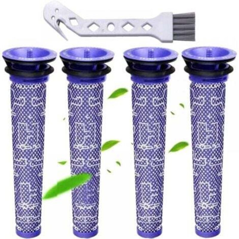 Filter, passend für Dyson DC58 DC59 DC61 DC62 DC74 V6 V7 V8 Ersatzfilter, 4 Stück + gratis Schwanenhalsbürste (V6)