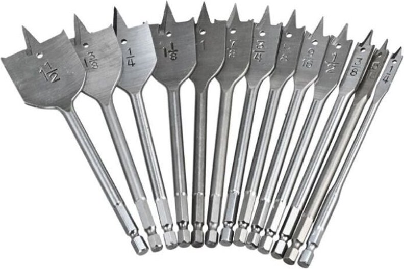 13-teiliges Flachbohrer-Set – Spatenbohrer für die Holzbearbeitung mit Aufbewahrungsbox