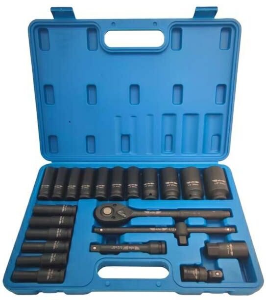 Ratschen- und Schlagschrauber Satz 1/2' 23-teilig, professionelles Werkzeug für die mechanische Montage und Wartung, Sch...