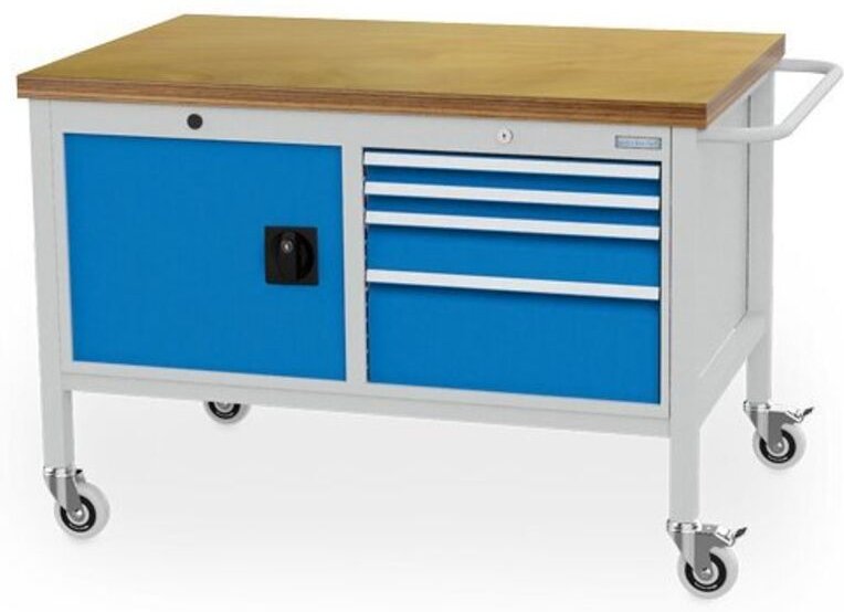 Mobile Werkbank Tiefe 736 mm, r 18-24, 4 x Schublade, 1 x Flügeltüre Maße in mm (BxTxH): 1250 x 750 x 859