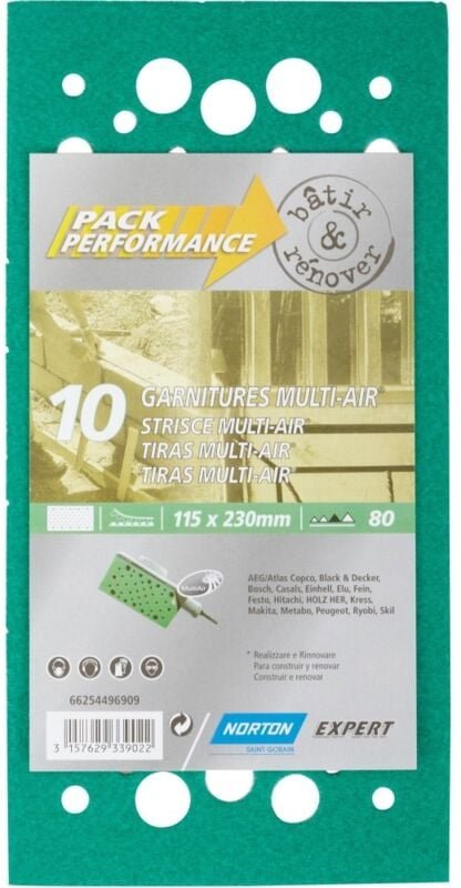 Set mit 10 NORTON Schleifpads, 115 x 230 mm, Körnung 80 Norton