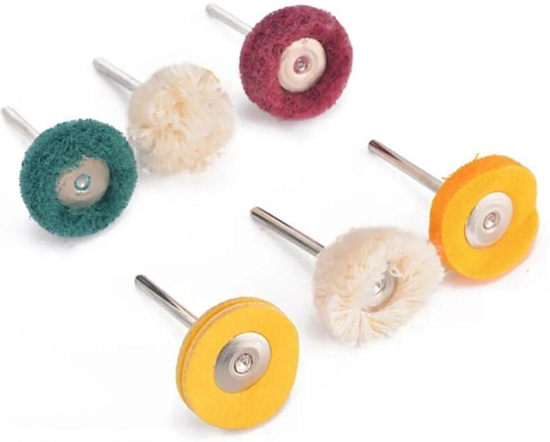 YMYNY 6 Stück 3 mm Schaft Wollfilz Schleifkopf Schleifpolierscheibe Baumwollfaden Polierbürste